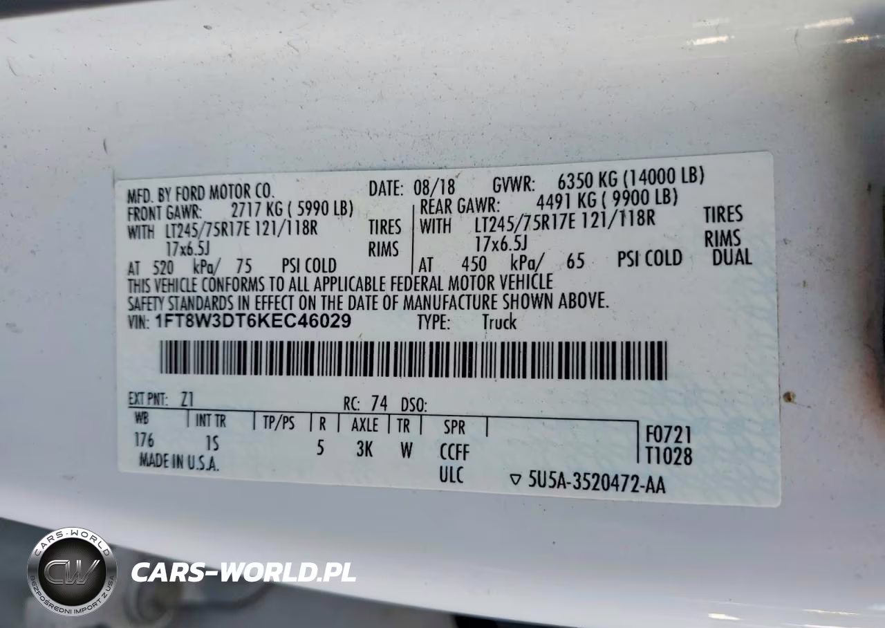 2019 Ford F350 Super Duty Utility - Service Truck VIN:1FT8W3DT6KEC46029 - 12