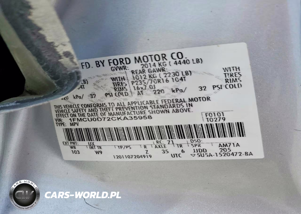 2012 Ford Escape Xlt VIN:1FMCU0D72CKA35958 - 13