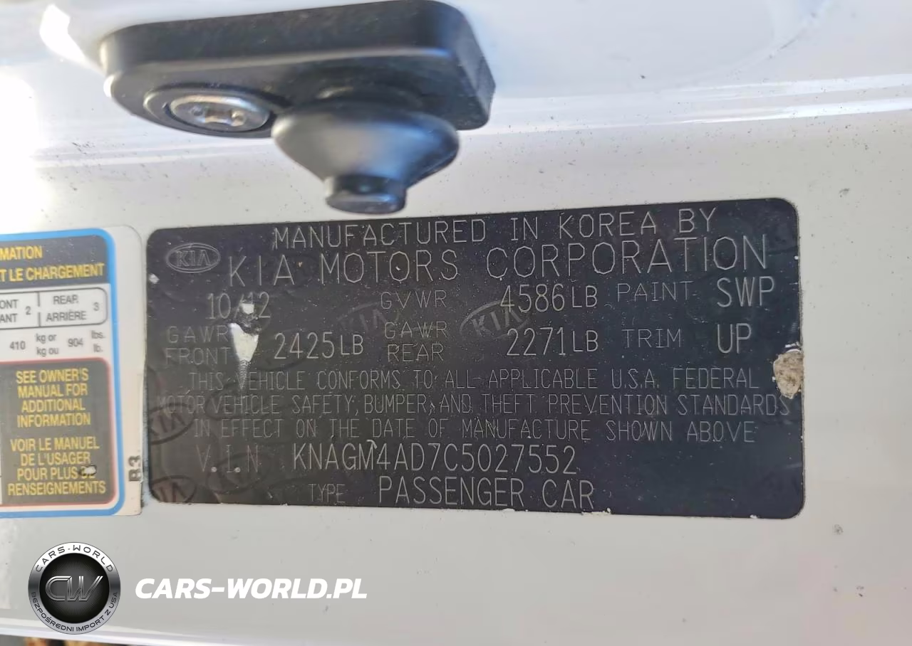 2012 Kia Optima Hybrid Lx VIN:KNAGM4AD7C5027552 - 12