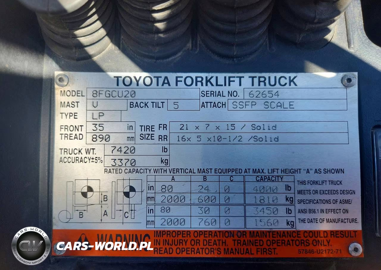 2014 Toyota 8Fgcu20 Forklift VIN:62654 - 10