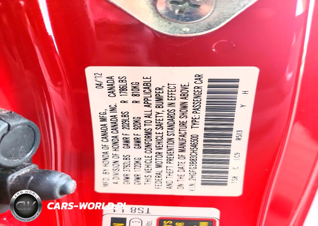 2012 Honda Civic Ex VIN:2HGFG3B83CH546500 - 13