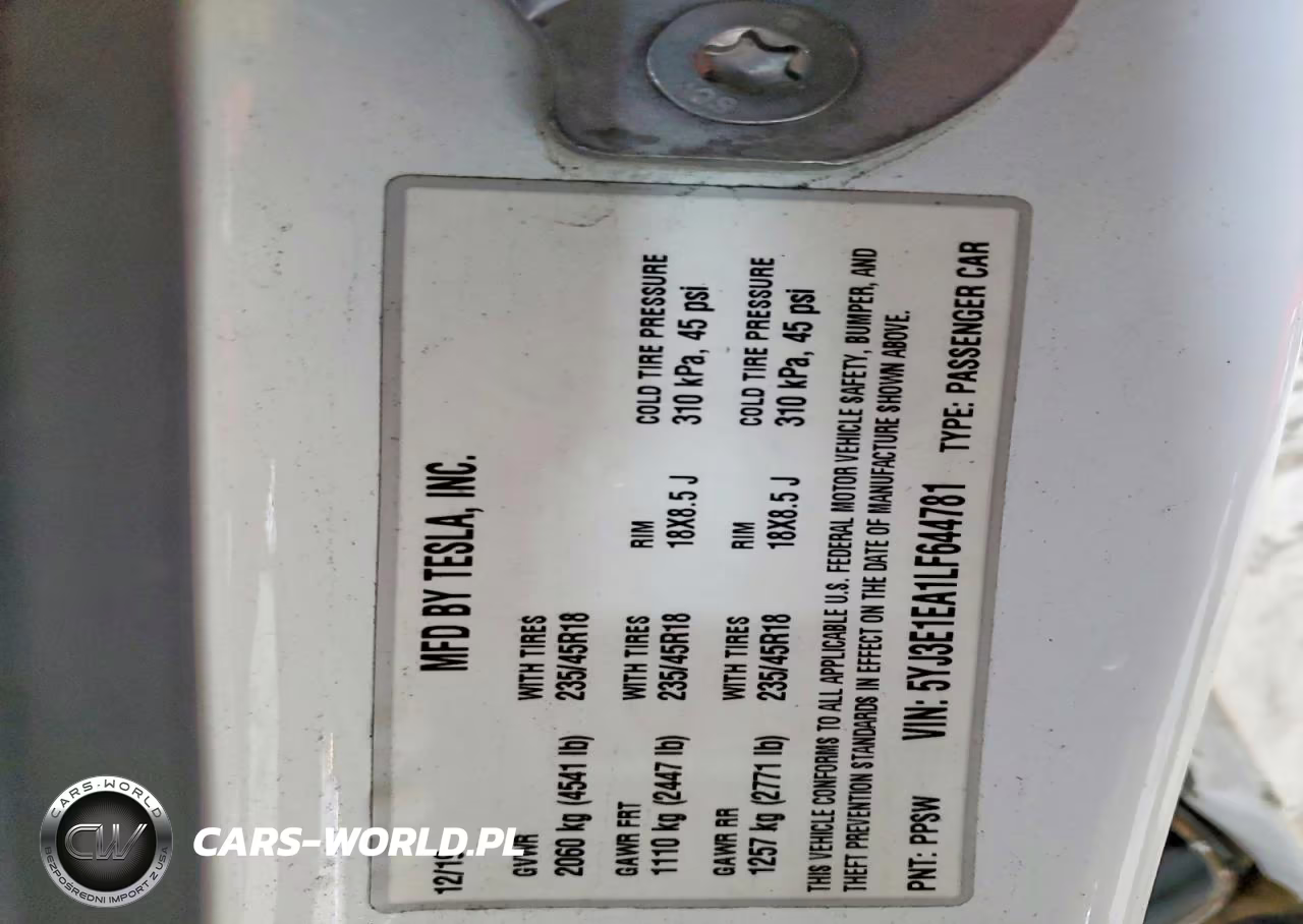 2020 Tesla Model 3 VIN:5YJ3E1EA1LF644781 - 12
