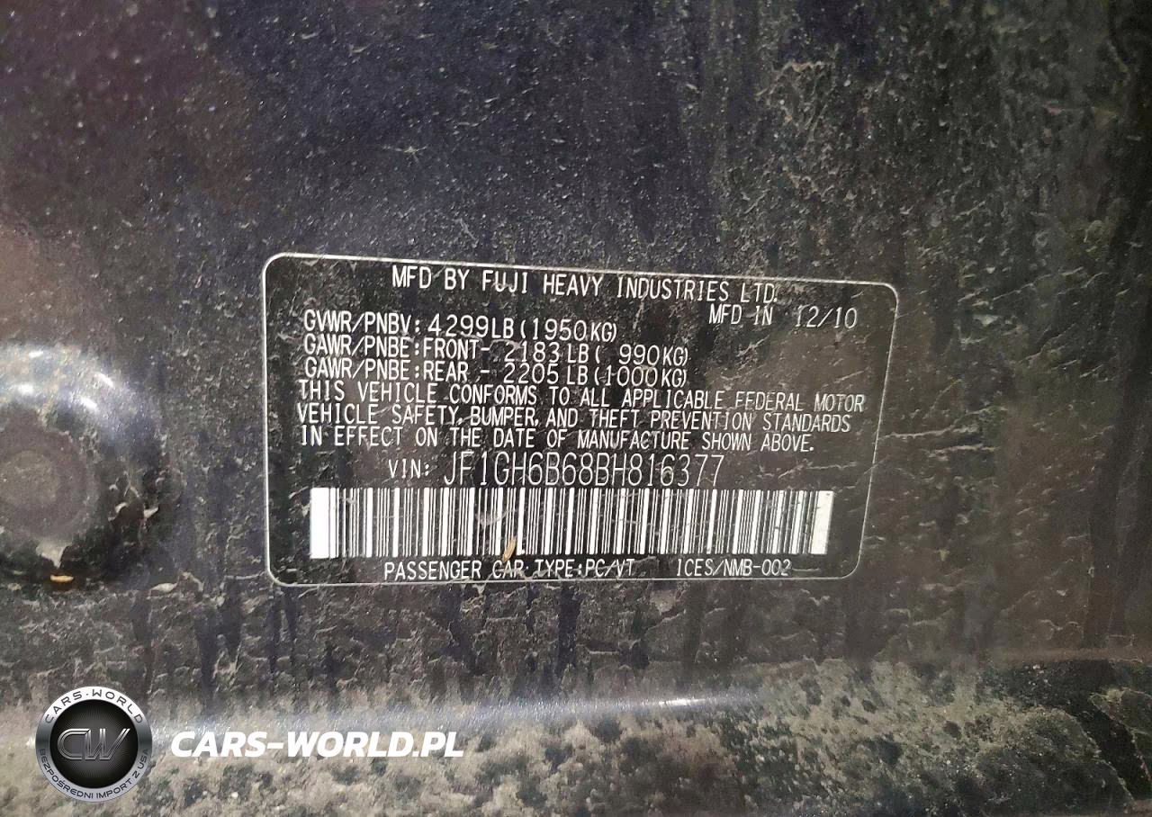 2011 Subaru Impreza 2.5I Premium VIN:JF1GH6B68BH816377 - 13