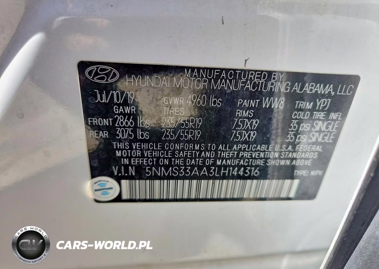 2020 Hyundai Santa Fe Sel 2.0T VIN:5NMS33AA3LH144316 - 13
