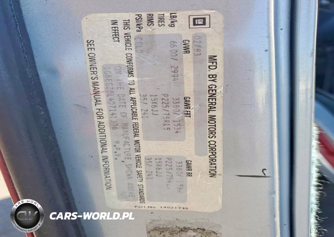 1983 Chevrolet Unknown VIN:1G8EG25L4D7141306 - 13