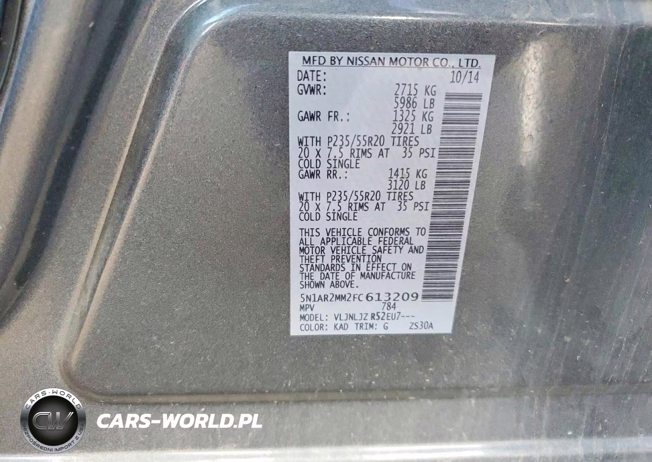 2015 Nissan Pathfinder Platinum VIN:5N1AR2MM2FC613209 - 13