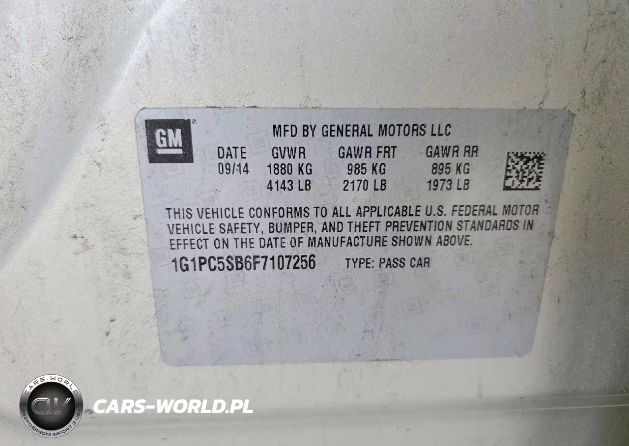 2015 Chevrolet Cruze Lt VIN:1G1PC5SB6F7107256 - 12