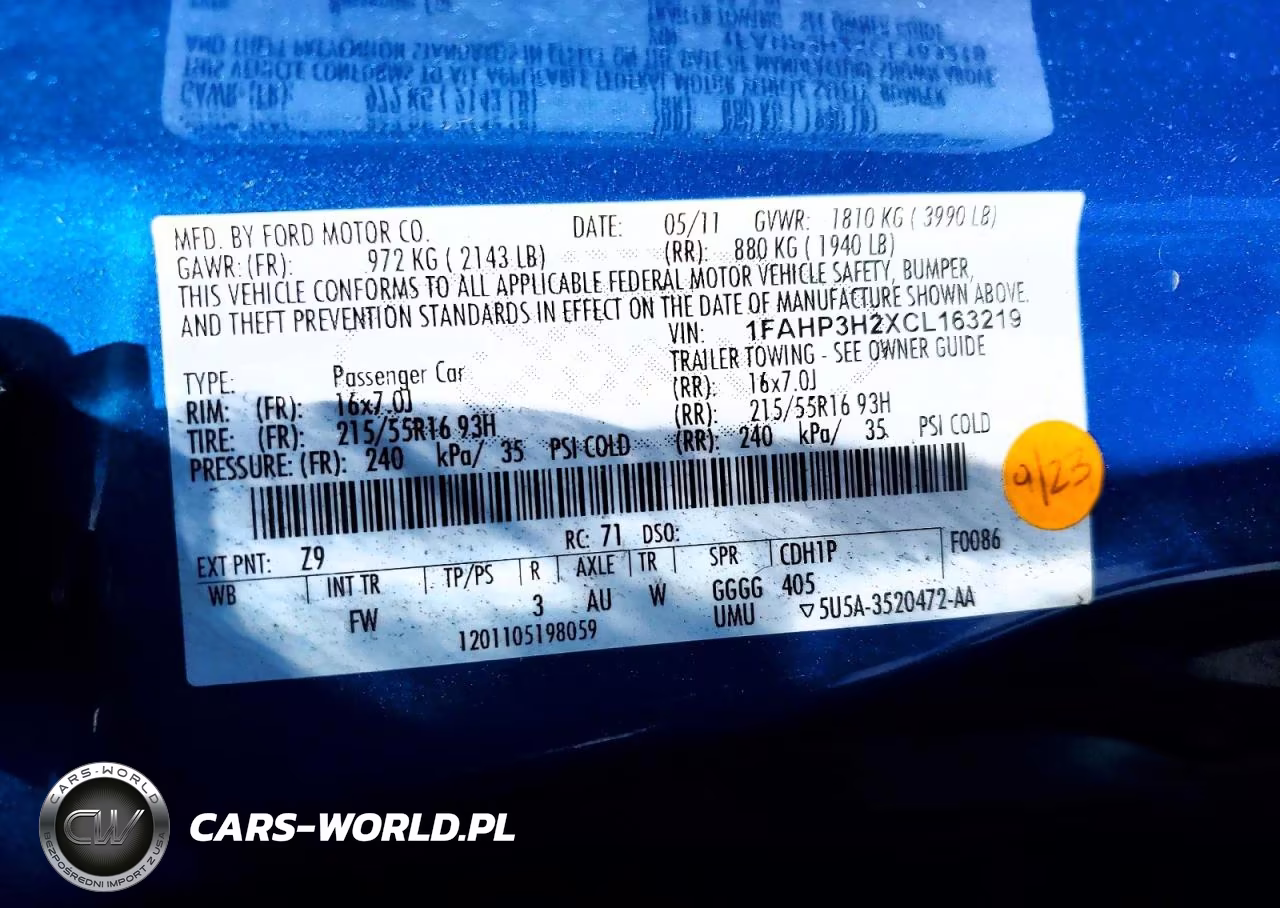 2012 Ford Focus Sel VIN:1FAHP3H2XCL163219 - 12