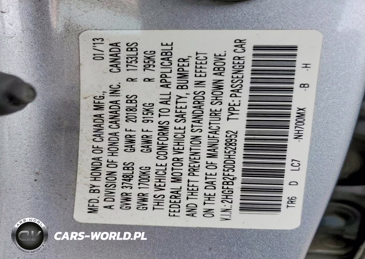 2013 Honda Civic Lx VIN:2HGFB2F50DH528952 - 12
