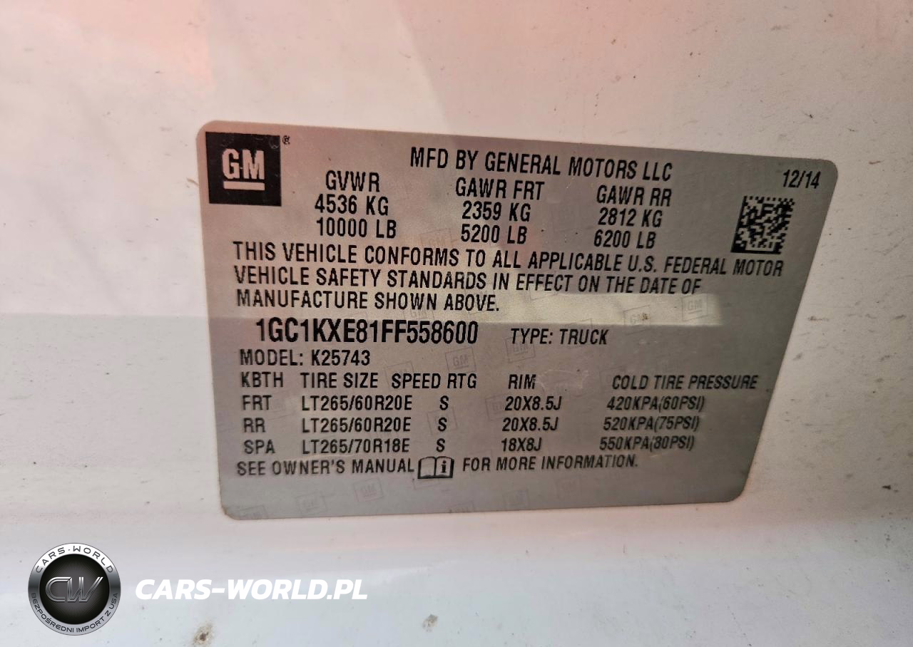 2015 Chevrolet Silverado K2500 High Country VIN:1GC1KXE81FF558600 - 12