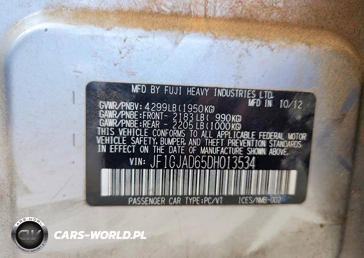 2013 Subaru Impreza Premium VIN:JF1GJAD65DH013534 - 12