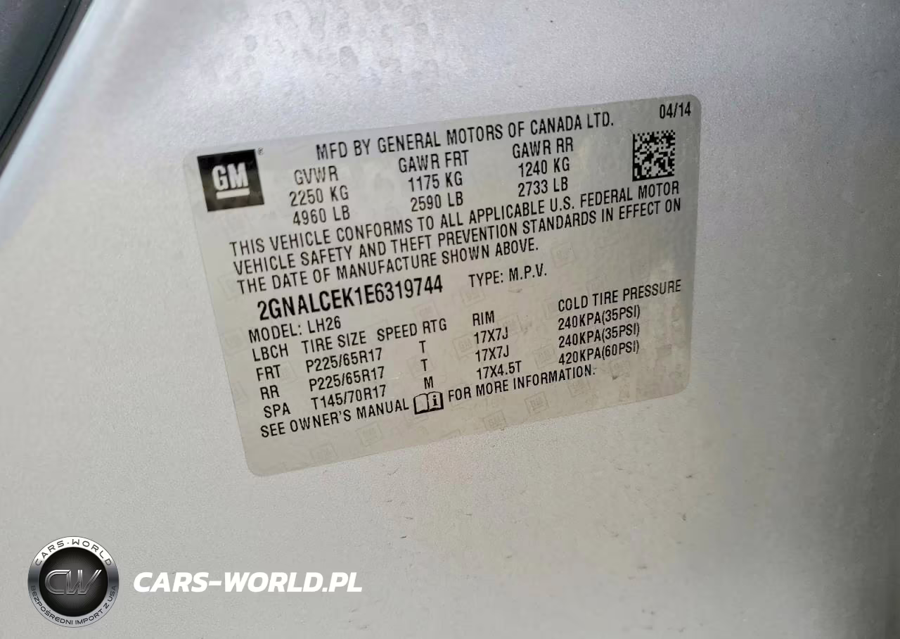 2014 Chevrolet Equinox Lt VIN:2GNALCEK1E6319744 - 13