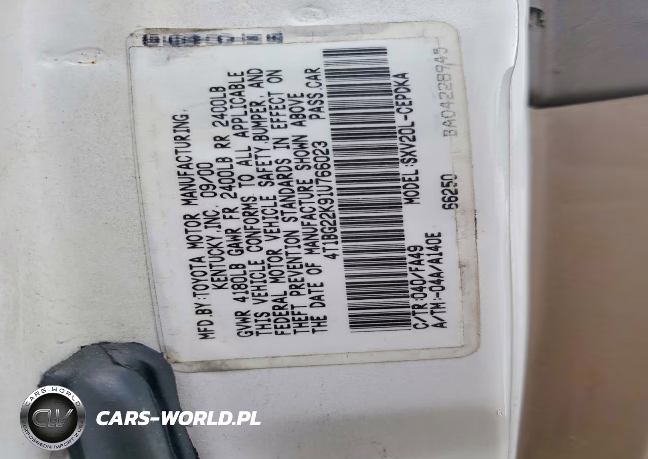 2001 Toyota Camry Ce VIN:4T1BG22K91U766023 - 12