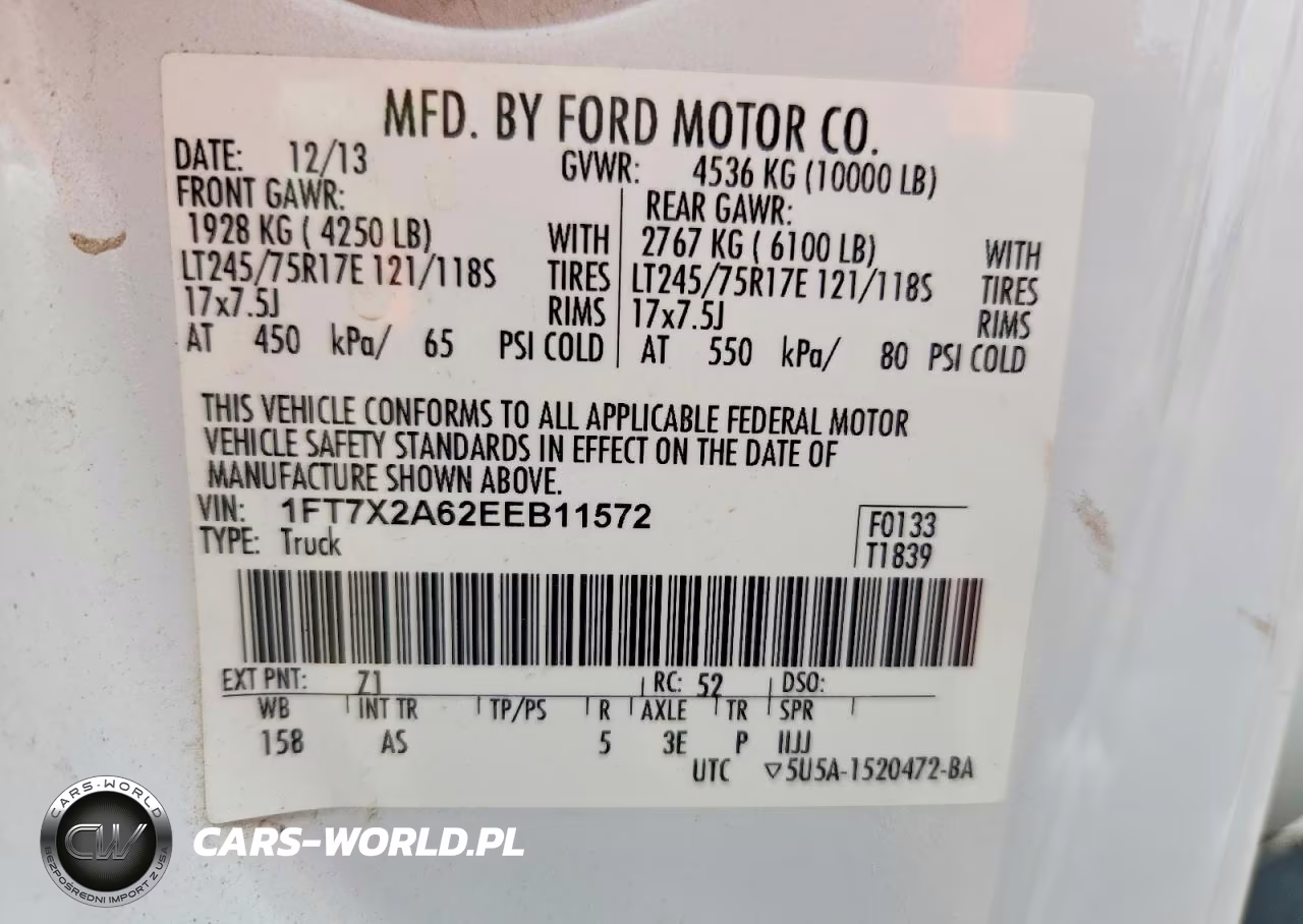 2014 Ford F250 Super Duty VIN:1FT7X2A62EEB11572 - 13