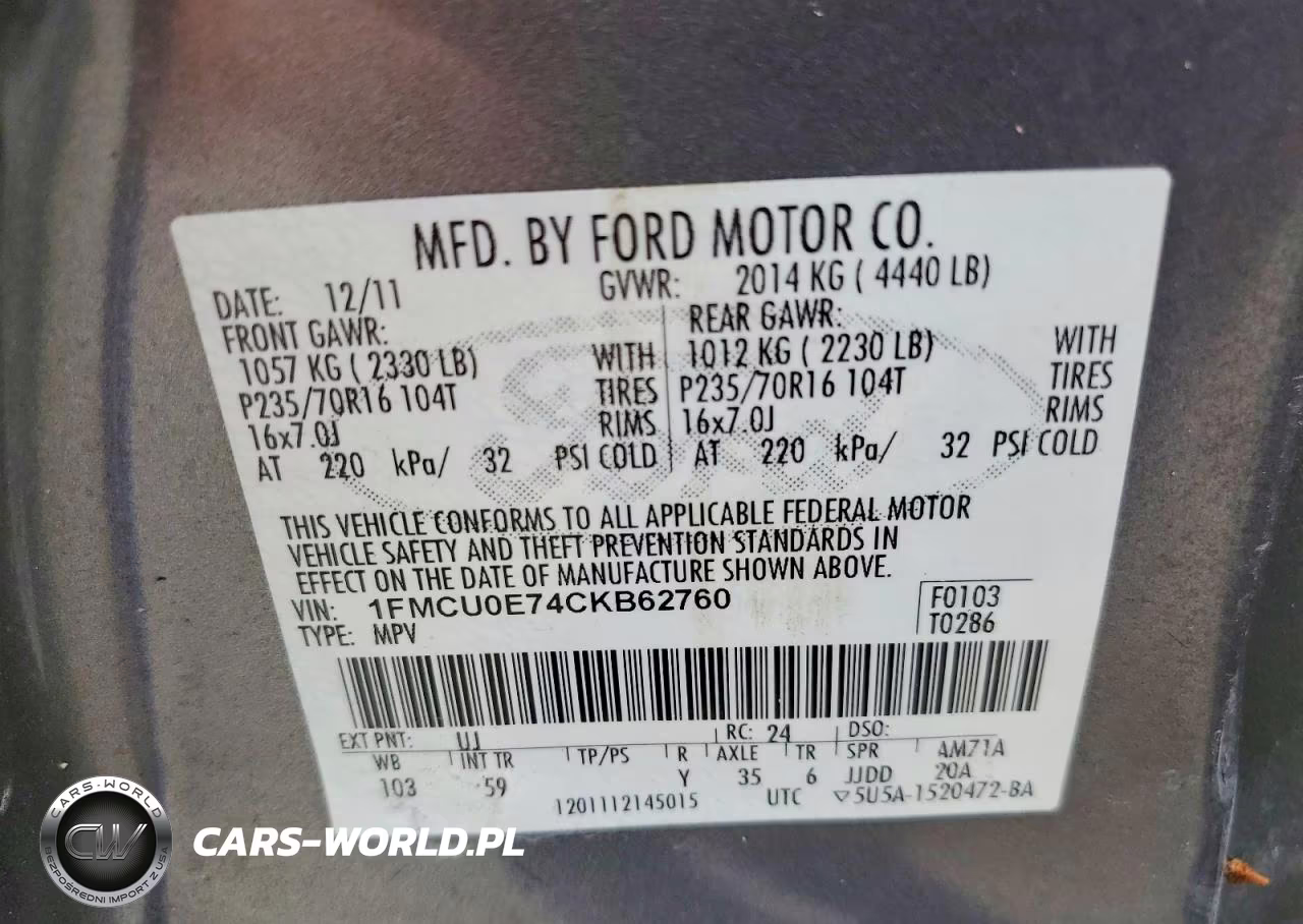 2012 Ford Escape Limited VIN:1FMCU0E74CKB62760 - 14