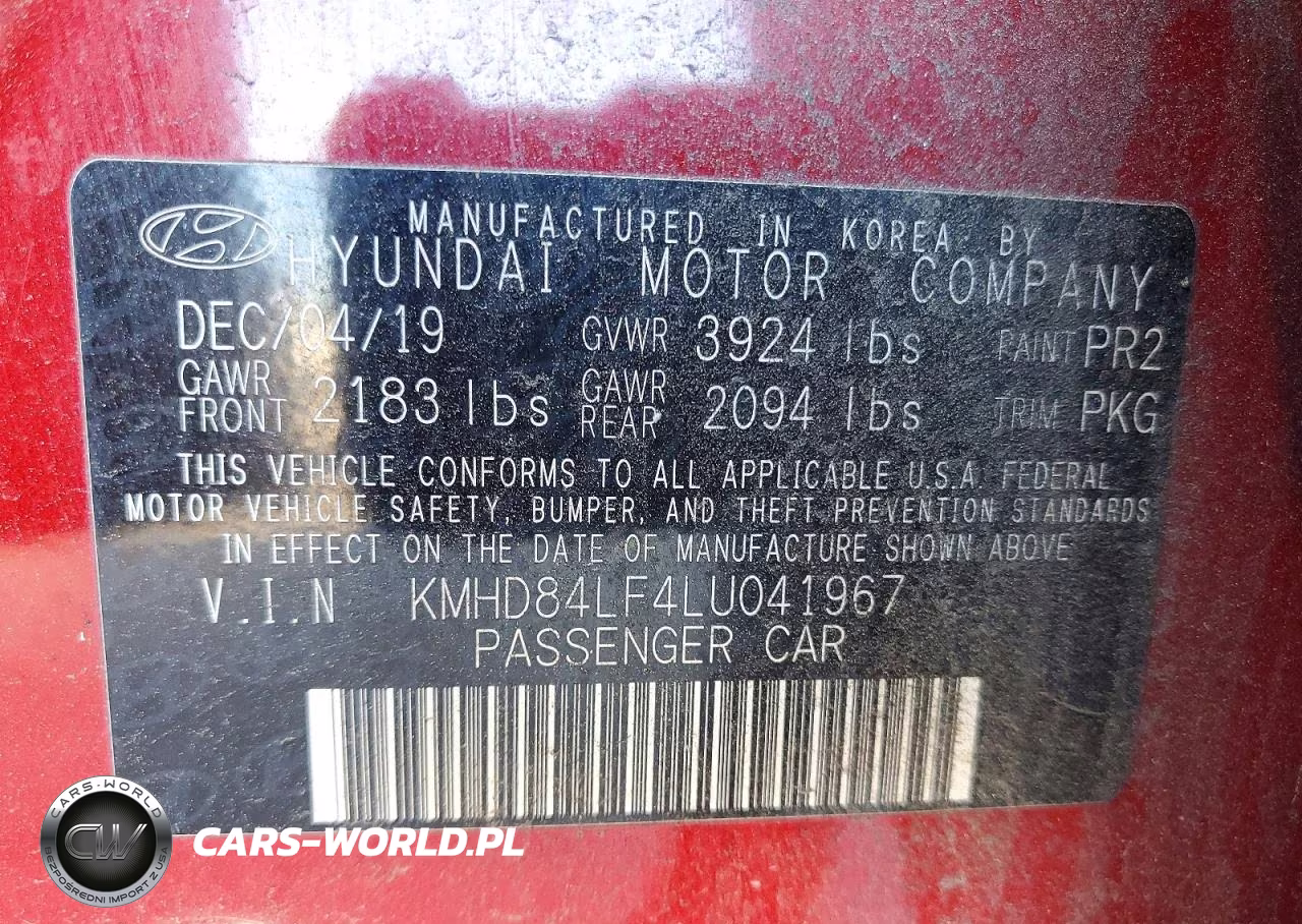 2020 Hyun Elantra VIN:KMHD84LF4LU041967 - 12