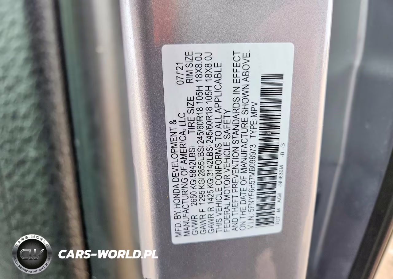 2021 Honda Pilot Exl VIN:5FNYF6H57MB098973 - 13