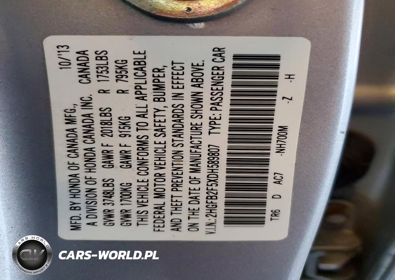 2013 Honda Civic Lx VIN:2HGFB2F5XDH589807 - 13
