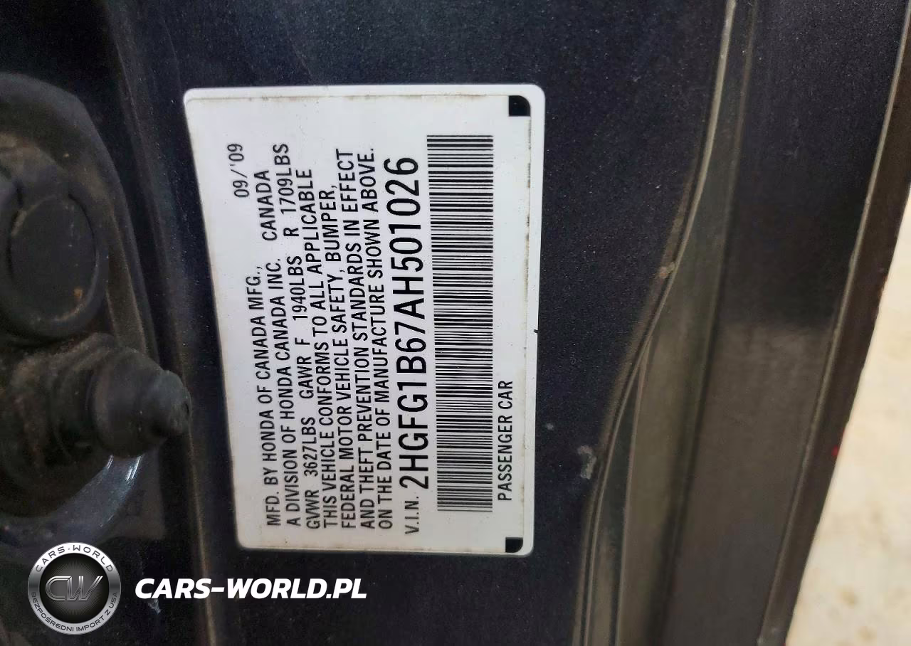 2010 Honda Civic Lx VIN:2HGFG1B67AH501026 - 12