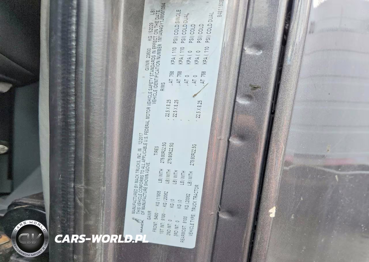 2018 Mack Anthem Semi Truck VIN:1M1AN4GY1JM001094 - 10