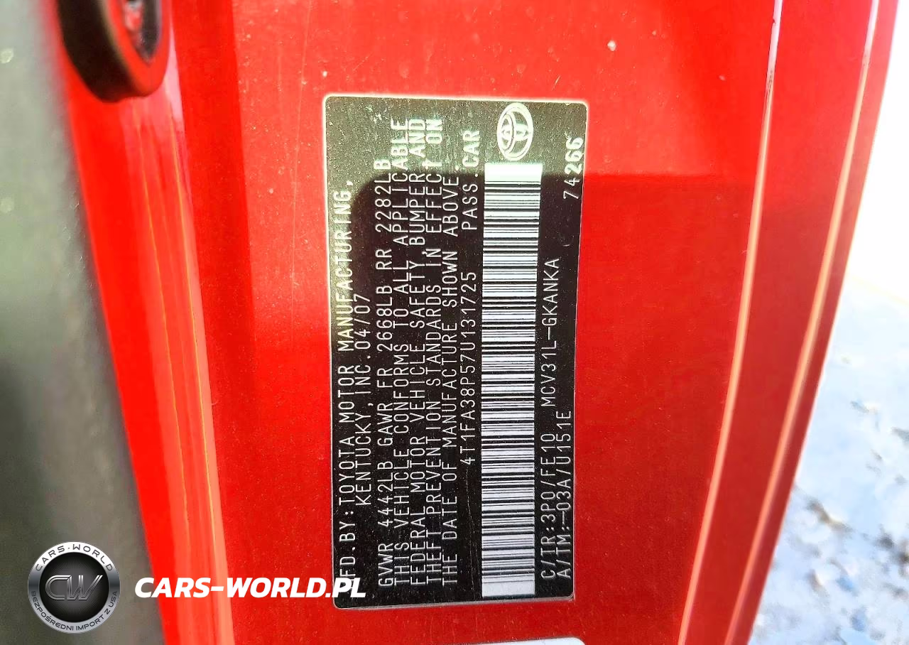 2007 Toyota Camry Solara Se V6 VIN:4T1FA38P57U131725 - 13