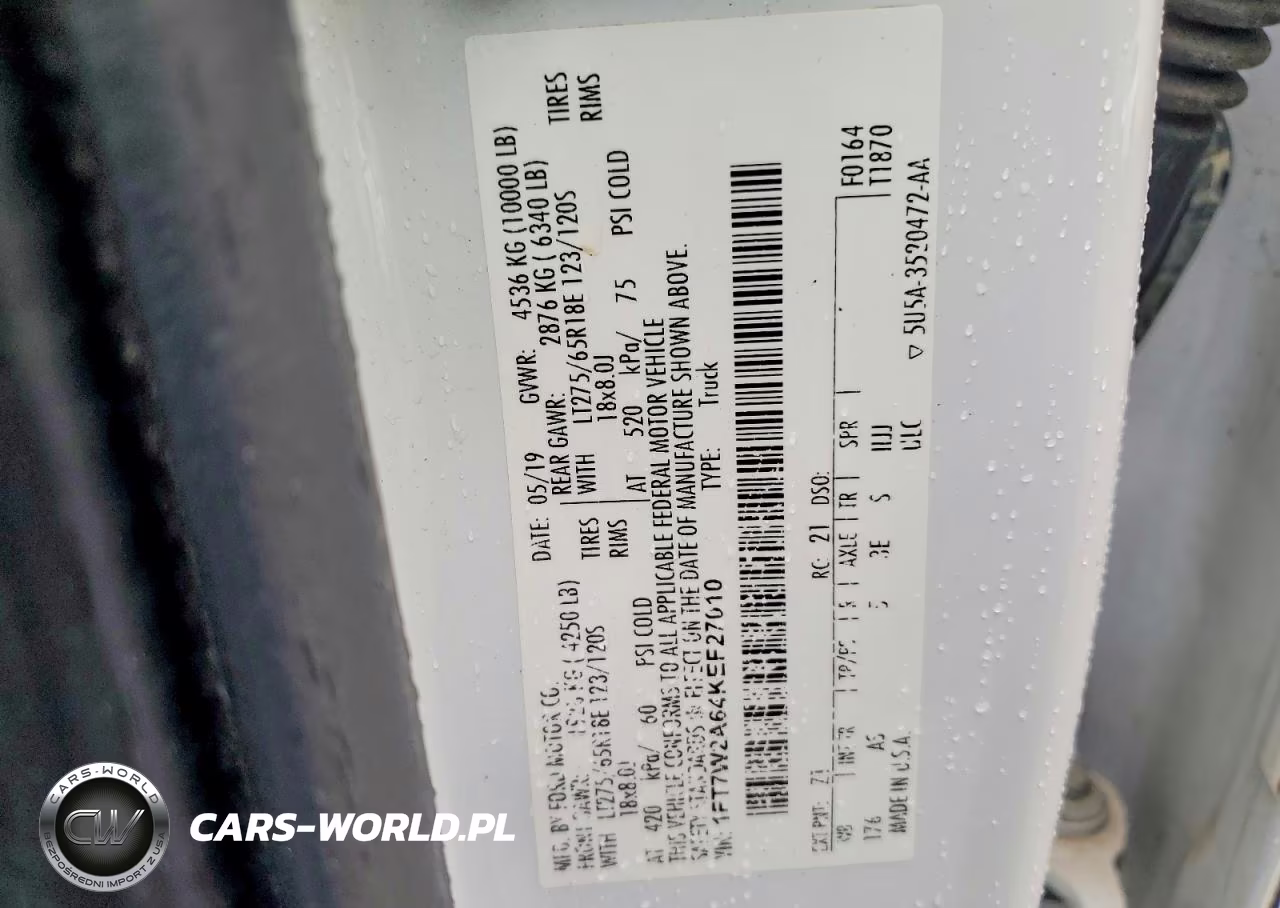 2019 Ford F250 Super Duty VIN:1FT7W2A64KEF27010 - 12