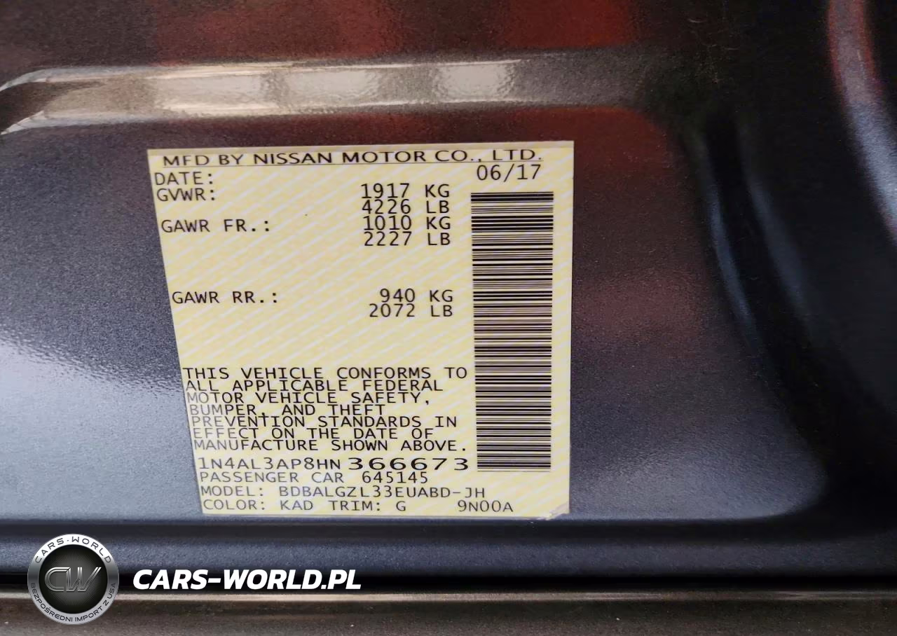 2017 Nissan Altima 2.5 S VIN:1N4AL3AP8HN366673 - 13