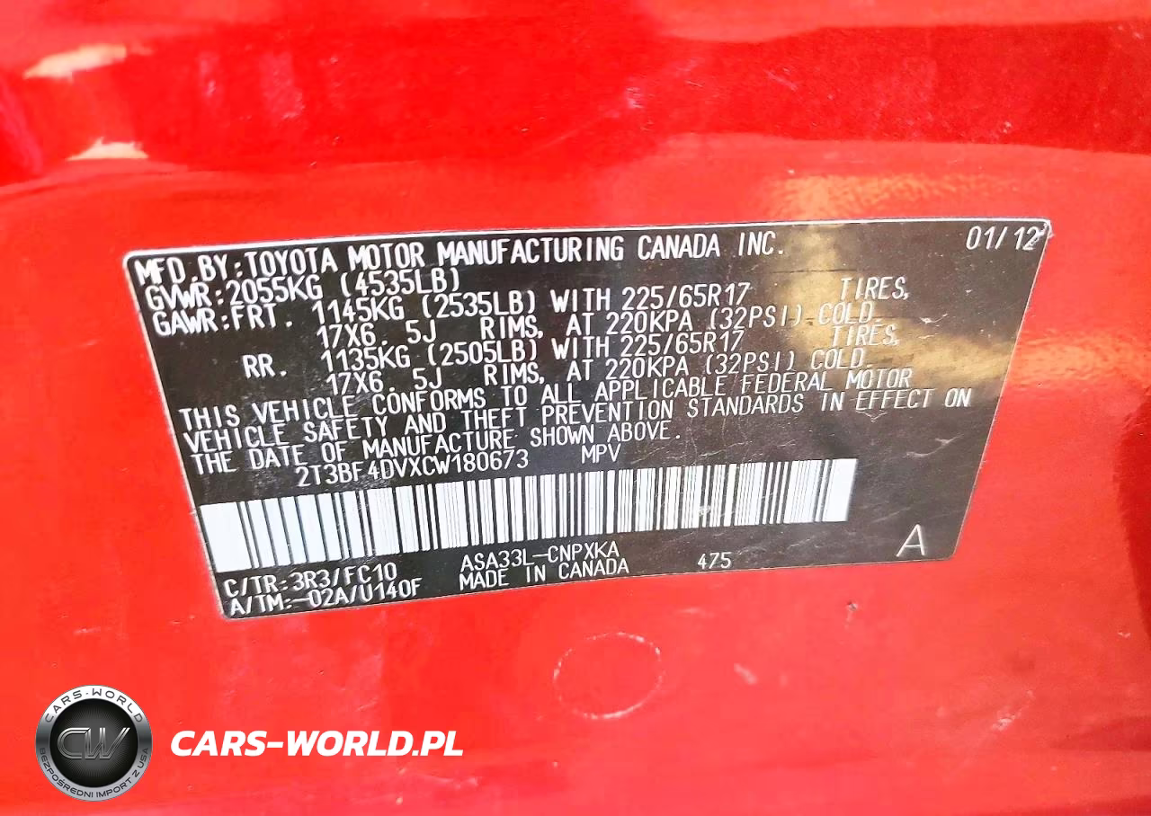 2012 Toyota Rav4 Base VIN:2T3BF4DVXCW180673 - 13