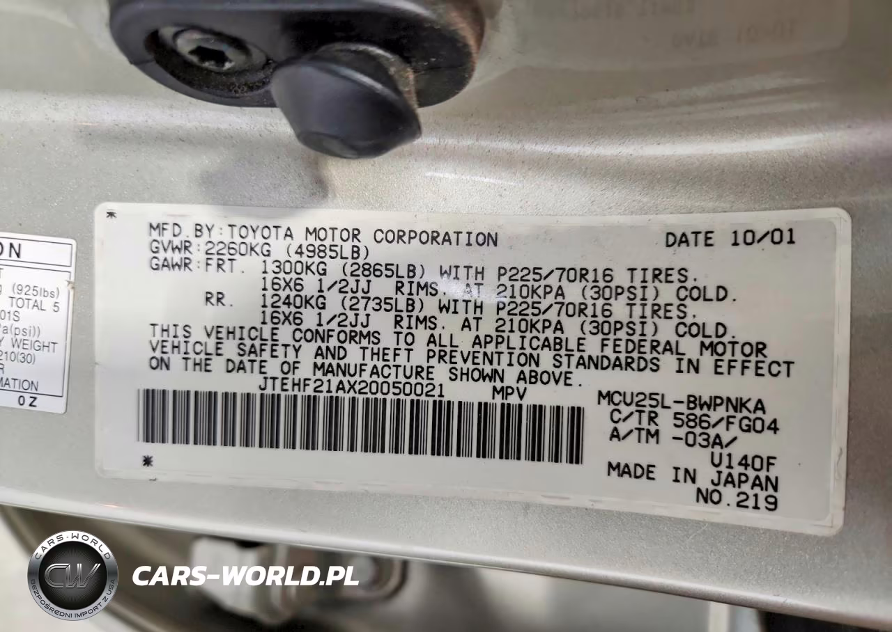 2002 Toyota Highlander Base VIN:JTEHF21AX20050021 - 14