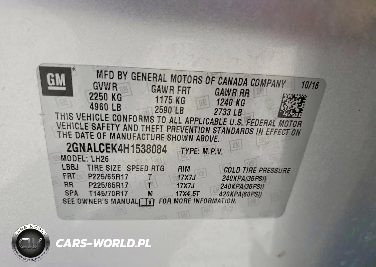 2017 Chevrolet Equinox Lt VIN:2GNALCEK4H1538084 - 13