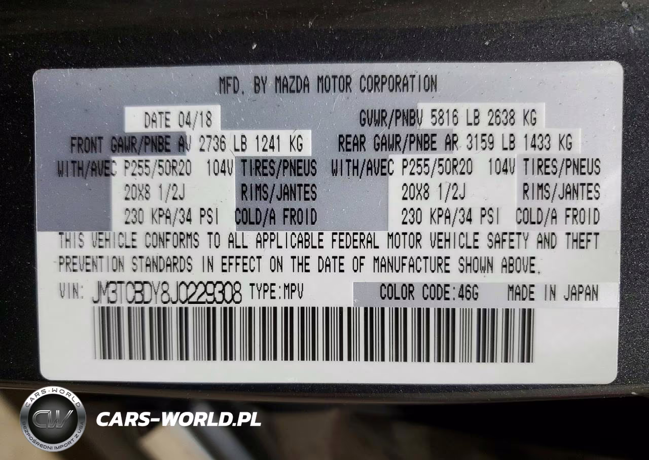 2018 Mazda Cx-9 Grand Touring VIN:JM3TCBDY8J0229308 - 14