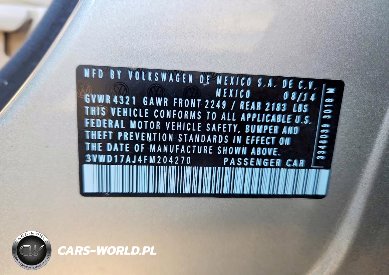 2015 Volkswagen Jetta Se VIN:3VWD17AJ4FM204270 - 12