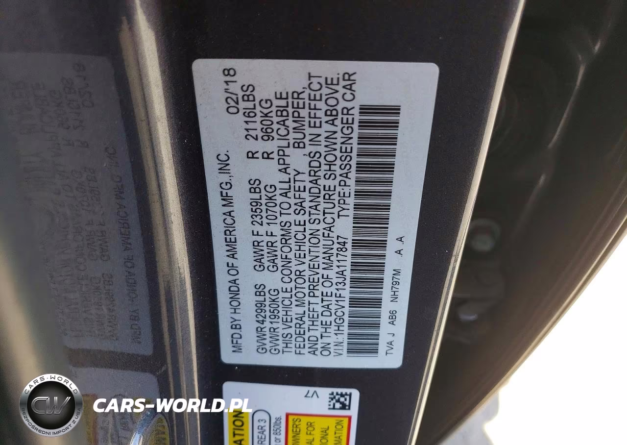 2018 Honda Accord Lx VIN:1HGCV1F13JA117847 - 12