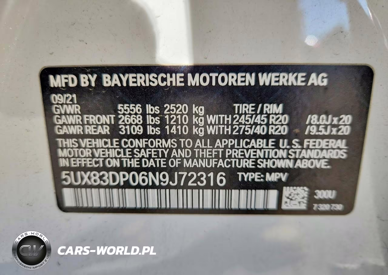 2022 BMW X3 M40I VIN:5UX83DP06N9J72316 - 13