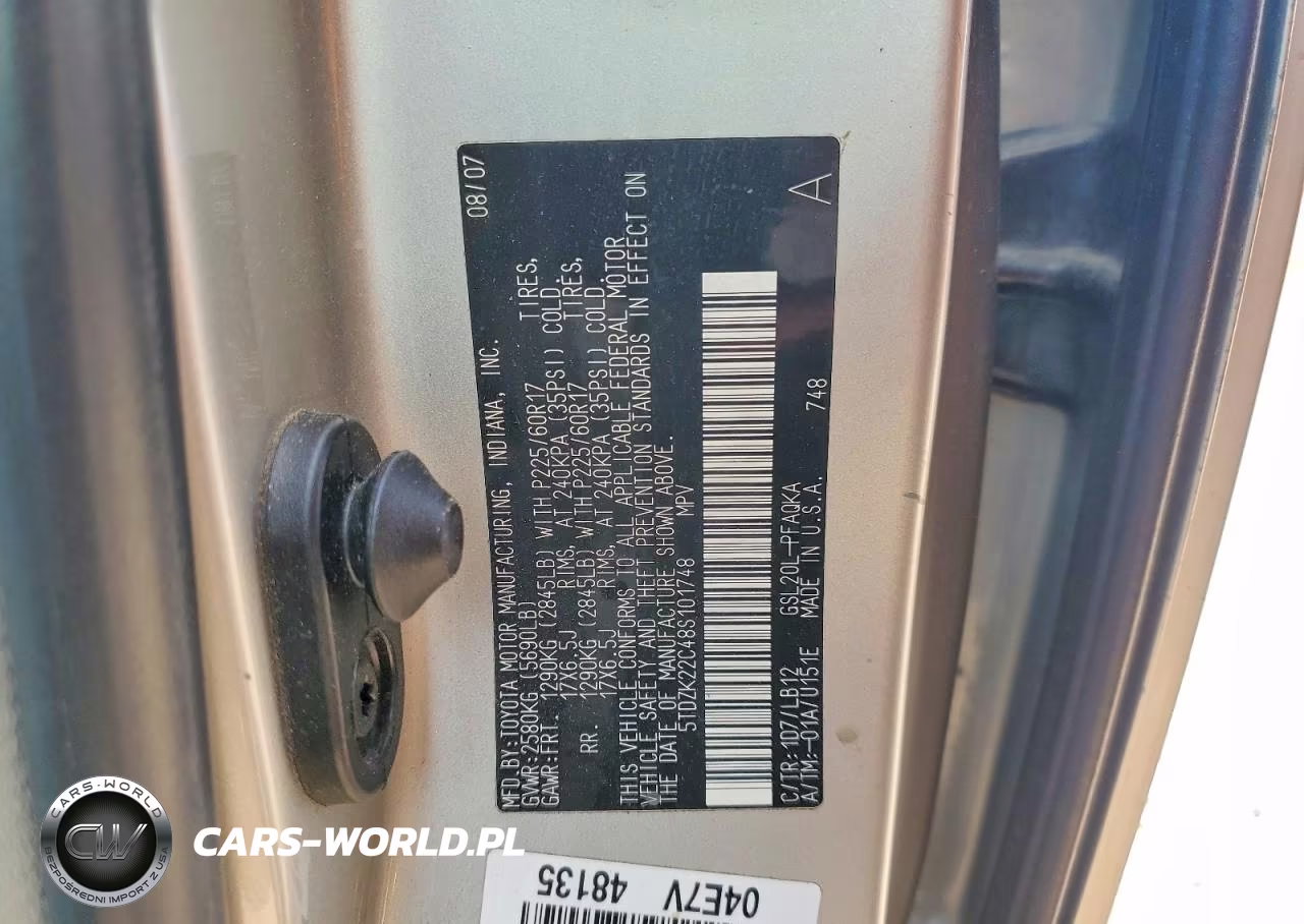 2008 Toyota Sienna Xle Limited VIN:5TDZK22C48S101748 - 13