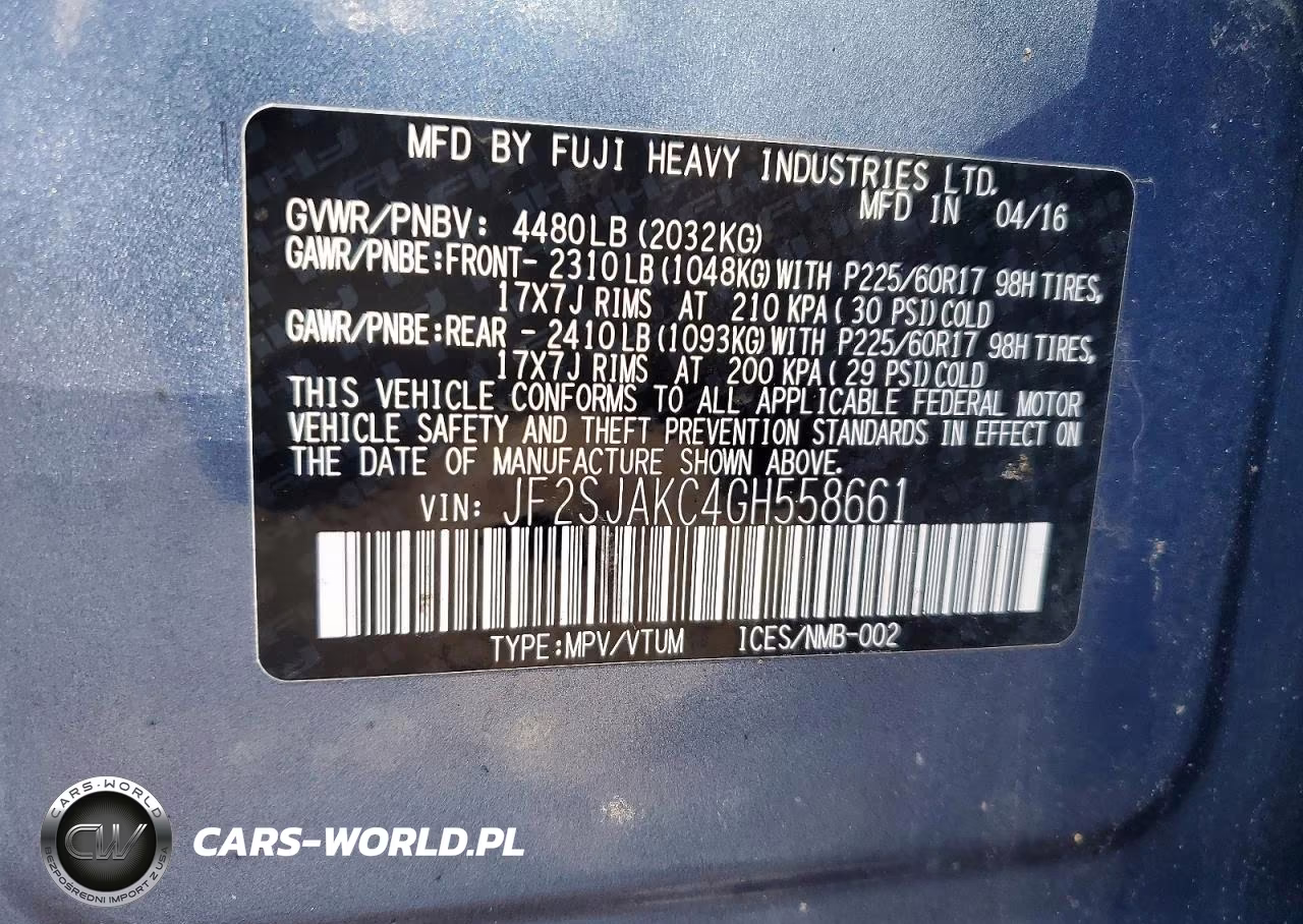 2016 Subaru Forester 2.5I Limited VIN:JF2SJAKC4GH558661 - 13