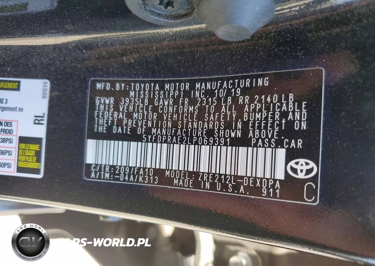 2020 Toyota Corolla L VIN:5YFDPRAE2LP069391 - 13