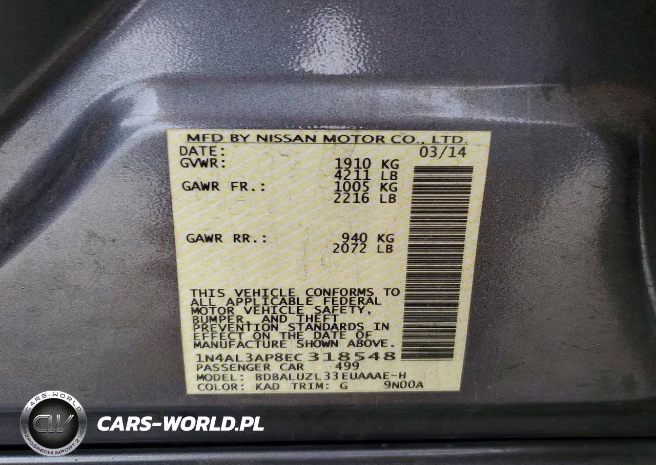 2014 Nissan Altima 2.5 VIN:1N4AL3AP8EC318548 - 12