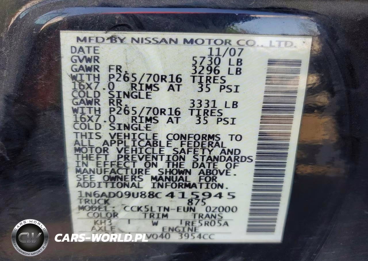 2008 Nissan Frontier VIN:1N6AD09U88C415945 - 12