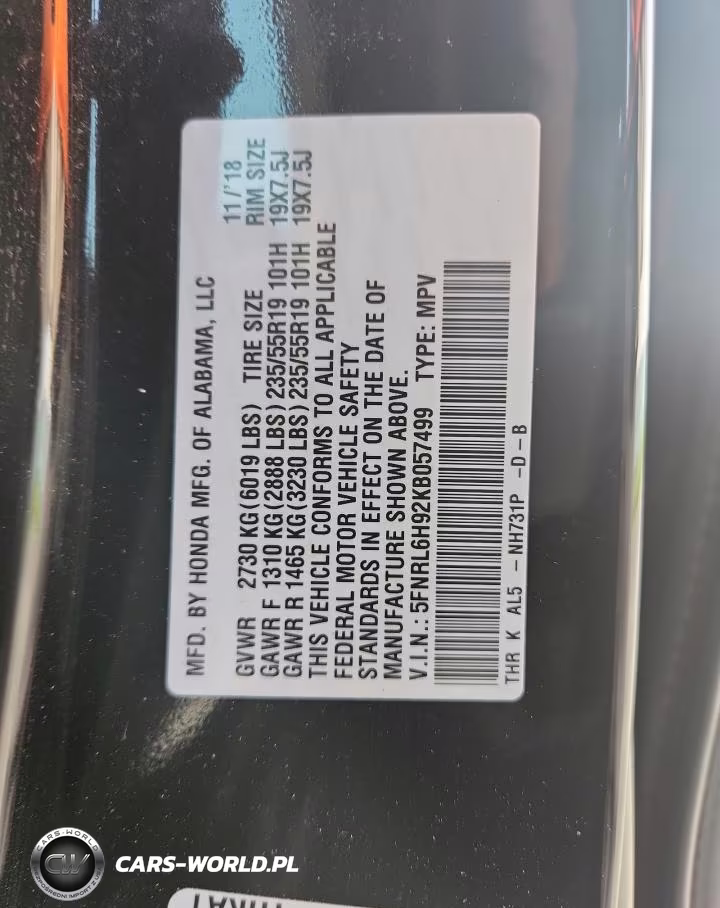 2019 Honda Odyssey Elite VIN:5FNRL6H92KB057499 - 12