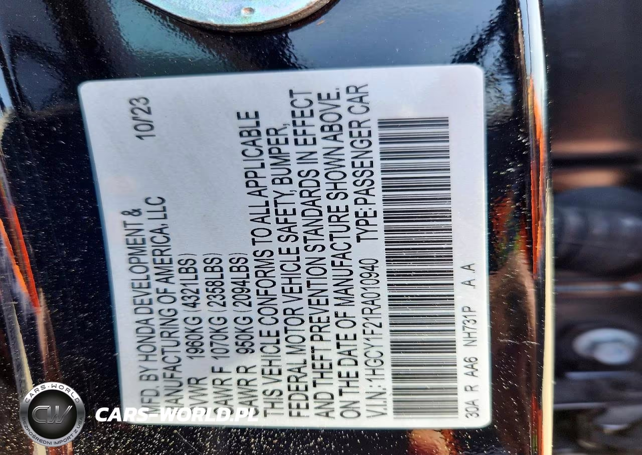 2024 Hond Accord VIN:1HGCY1F21RA010940 - 12