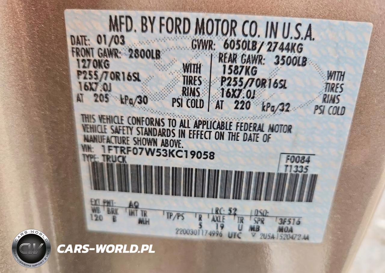 2003 Ford F150 VIN:1FTRF07W53KC19058 - 12