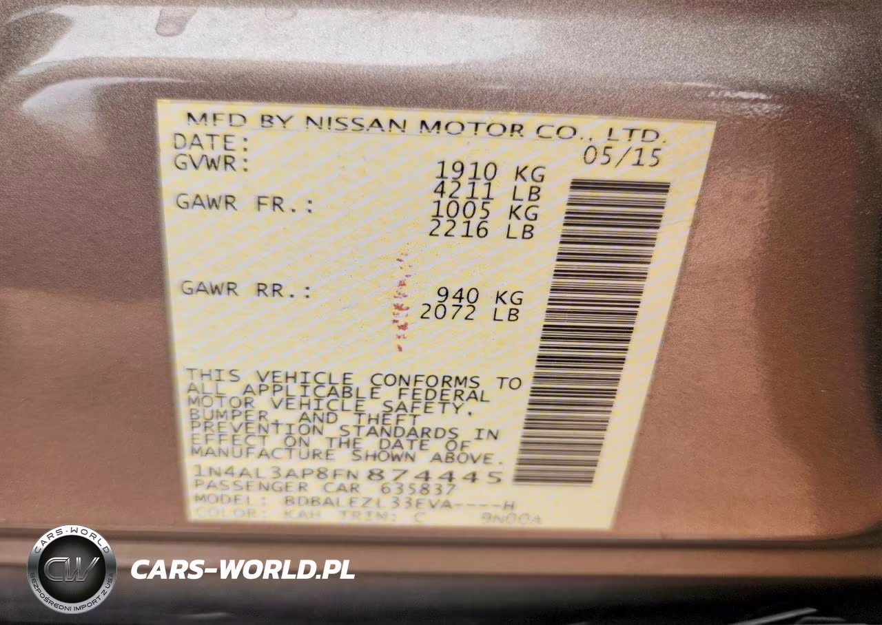 2015 Nissan Altima 2.5 S VIN:1N4AL3AP8FN874445 - 13