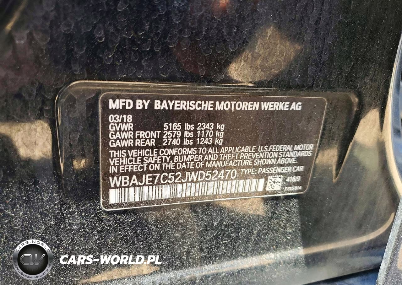 2018 BMW 540 Xi VIN:WBAJE7C52JWD52470 - 12