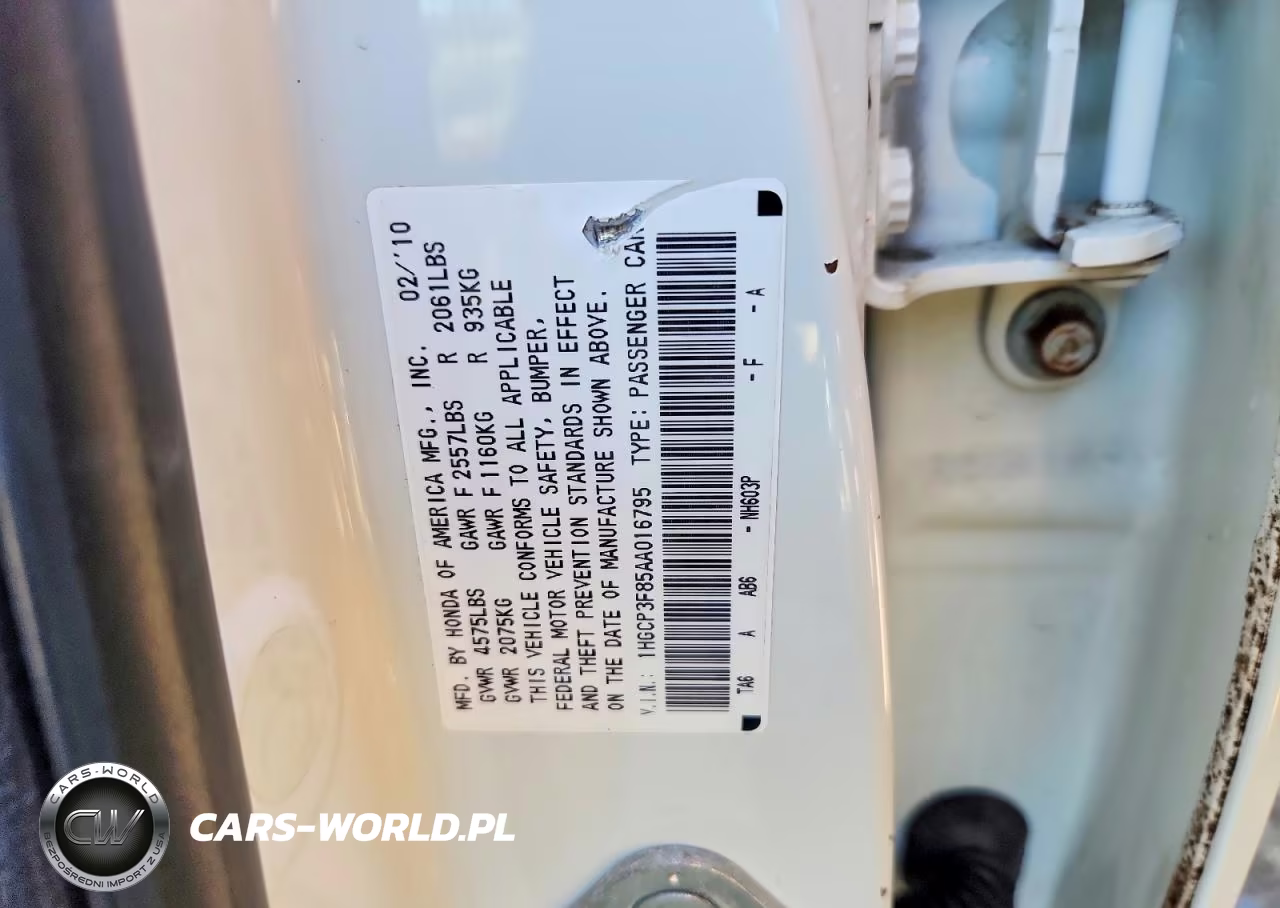 2010 Honda Accord Exl VIN:1HGCP3F85AA016795 - 12