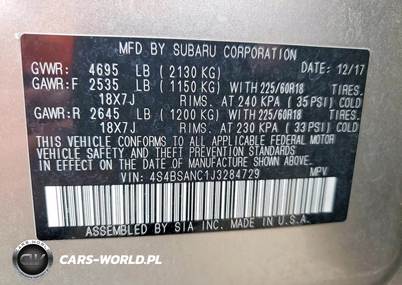 2018 Subaru Outback 2.5I Limited VIN:4S4BSANC1J3284729 - 13