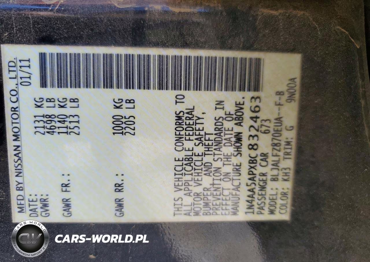 2011 Nissan Maxima 3.5 S VIN:1N4AA5APXBC832463 - 13