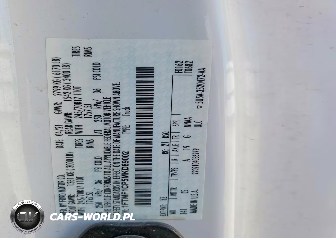 2021 Ford F150 VIN:1FTMF1CP5MKD89002 - 12