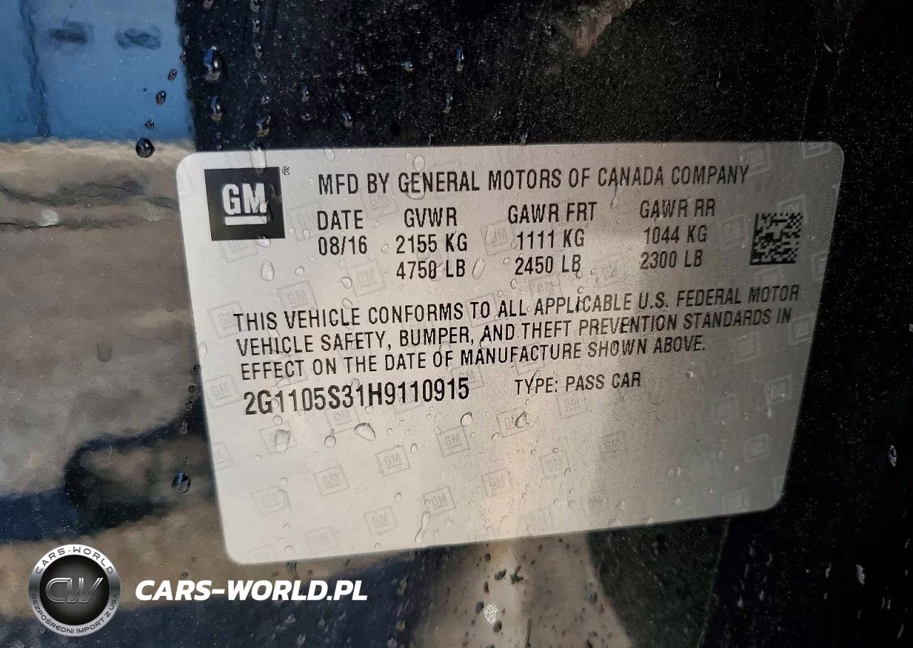 2017 Chevrolet Impala Lt VIN:2G1105S31H9110915 - 12
