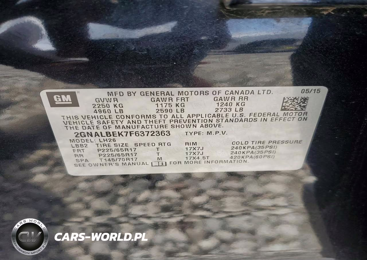 2015 Chevrolet Equinox Lt VIN:2GNALBEK7F6372363 - 13